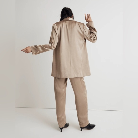 Madewell Gold Satin Oversized Blazer Size 10 - Picture 3 of 13